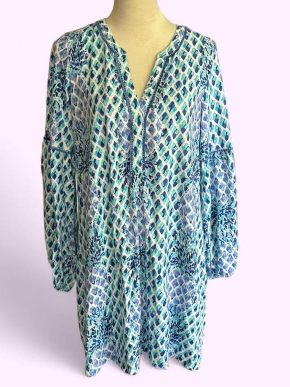 Lilly Pulitzer Blue White Joy Dress Size Large - Picture 3 of 9